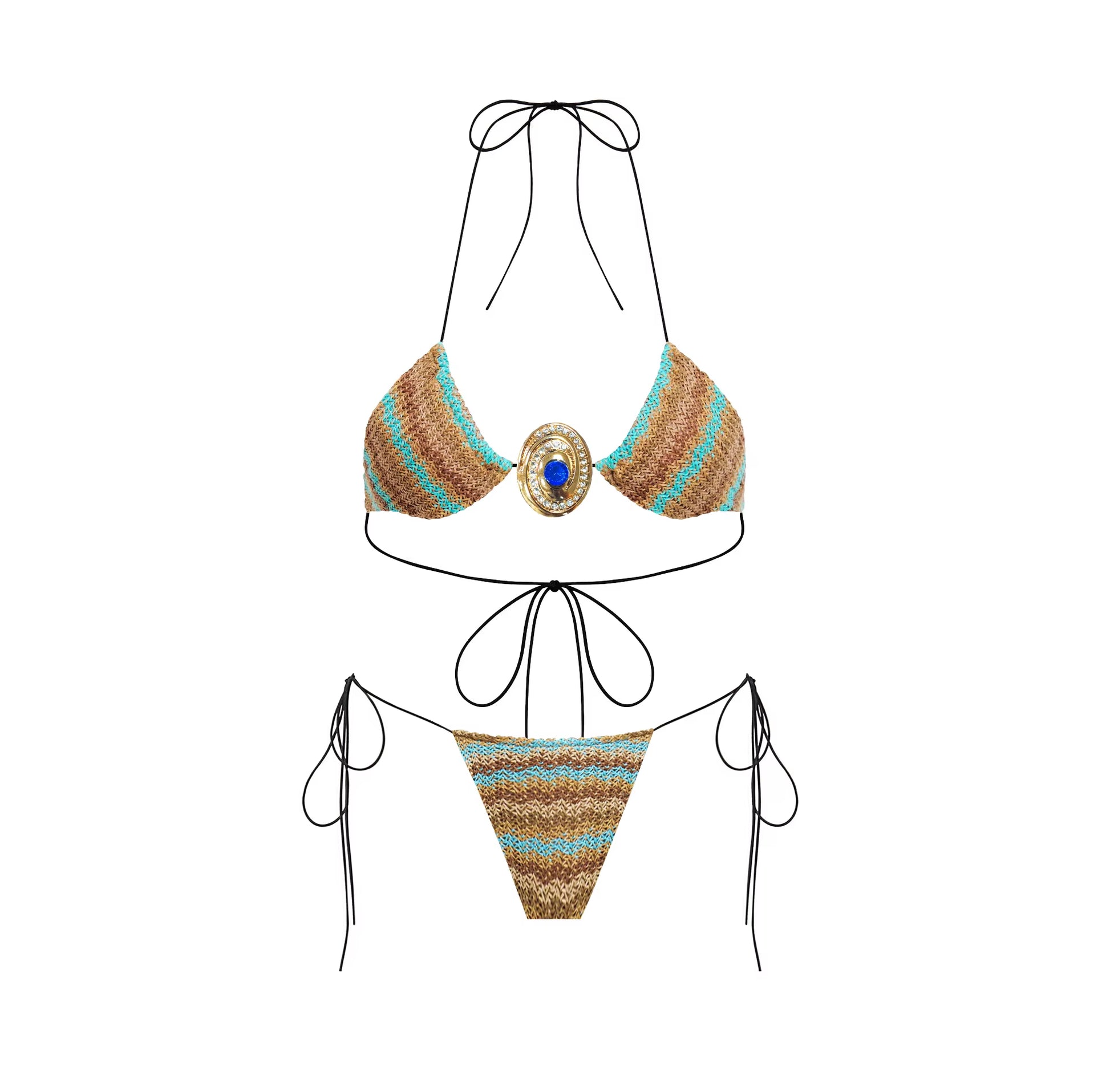 🌞 ZAFIRA SOLÈNE – Ensemble 2 pièces crochet & bijou solaire

Liberté, chaleur et sensualité dans un seul regard.
Inspiré des paysages du sud, ZAFIRA SOLÈNE mêle l’authenticité du crochet à la lumière d’un bijou central bleu profond. Un ensemble parfait pour danser au soleil, rêver sur le sable, et rayonner sans effort.
✨ Détails :
Haut crocheté avec bijou central
Bas triangle à liens réglables
Pantalon assorti style bohème chic
Tissu léger, texturé, doux sur la peau
